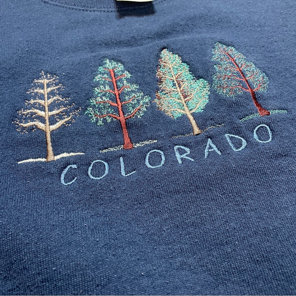 Vintage Women’s Small Colorado Navy Crewneck Sweater Long Sleeves - Picture 6 of 11